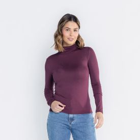Blusa Feminina Gola Alta E Manga Longa De Viscose Patricia Foster