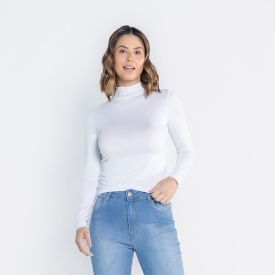 Blusa Feminina Gola Alta E Manga Longa De Viscose Patricia Foster