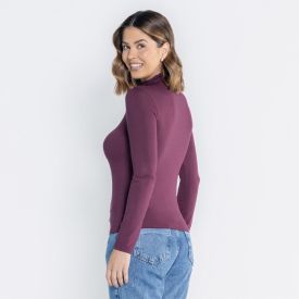 Blusa Feminina Gola Alta E Manga Longa De Viscose Patricia Foster