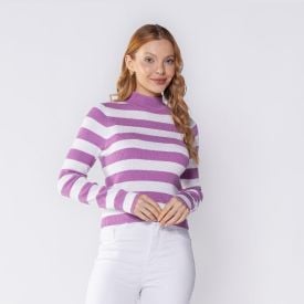 Blusa Feminina Listrada De Tricot Canelado Boby Blues
