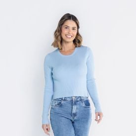 Blusa Feminina Manga Longa Canelada Boby Blues