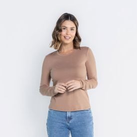 Blusa Feminina Manga Longa Com Gola Redonda Patricia Foster