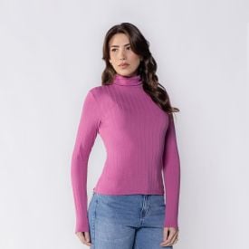 Blusa Feminina Manga Longa De Viscose Patricia Foster Rosa Cha