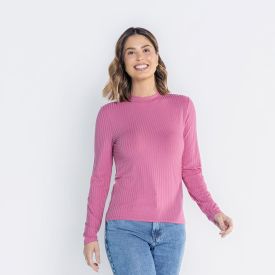 Blusa Feminina Manga Longa E Gola Alta Canelada Patricia Foster