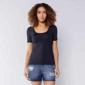 Blusa Feminina Em Poliamida Patricia Foster Preto