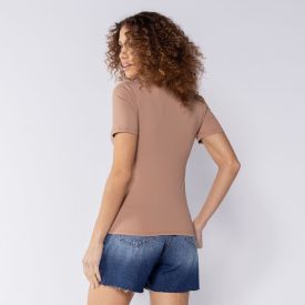 Blusa Feminina Em Poliamida Patricia Foster Amendoa