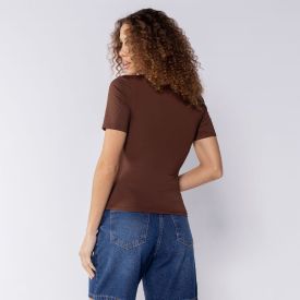 Blusa Feminina Em Poliamida Patricia Foster Marrom