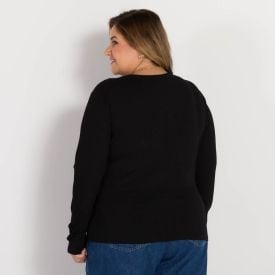 Blusa Plus Size Canelada Decote Redondo Patricia Foster Mais