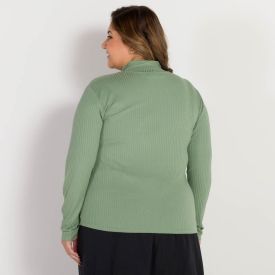 Blusa Plus Size Canelada Gola Alta Patricia Foster Mais Lirio