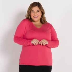 Blusa Plus Size De Viscose Decote V Patrícia Foster Mais