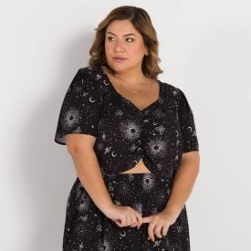 Blusa Plus Size Mística Frufrus Patricia Foster Mais Mistico