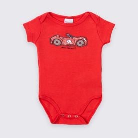 Body Bebê Menino Manga Curta Carrinho Fakini Vermelho