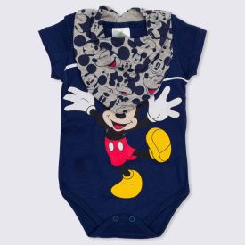 Body de Bebê Mickey + Babador Disney Marinho Escuro