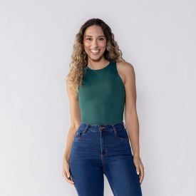 Body Feminino Básico De Microfibra Patrícia Foster Rain Forest