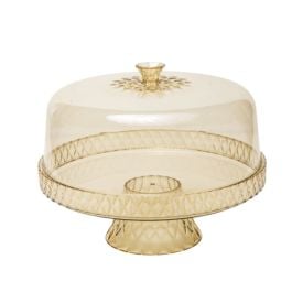 Boleira Com Pé E Tampa Glamour Plasútil 26Cm - Âmbar 