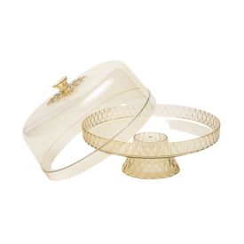 Boleira Com Pé E Tampa Glamour Plasútil 26Cm - Âmbar