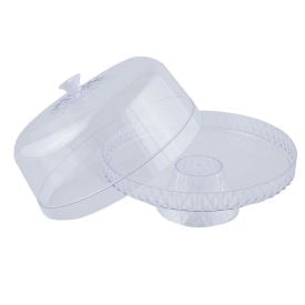 Boleira Com Pé E Tampa Glamour Plasútil 26Cm - Transparente