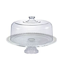 Boleira De Vidro Viena Com Tampa Acrílica E Pé Ruvolo - 32Cm