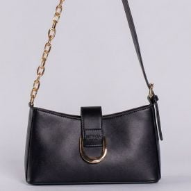 Bolsa Feminina Baguete Alça Corrente Patricia Foster - Preto