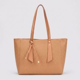 Bolsa Feminina Tote Bag Com Alça Alongada Alice Palucci Bege