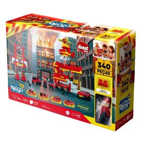 Bloco de Montar Bombeiros 340 Peças Dismat