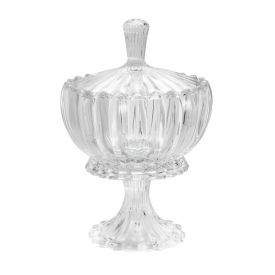 Bomboniere com Pé Cristal Geneva Wolff 25Cm - Transparente