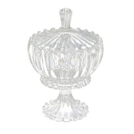 Bomboniere com Pé Cristal Geneva Wolff 25Cm - Transparente