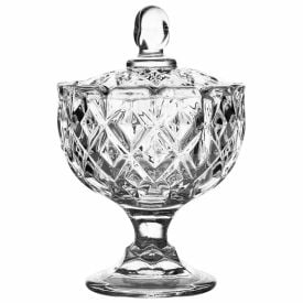 Bomboniere Com Pé E Tampa L'hermitage 24Cm - Vidro