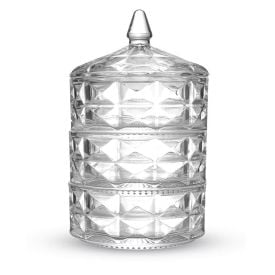 Bomboniere De Vidro Empilhável Tripla Clear 15Cm - Inga