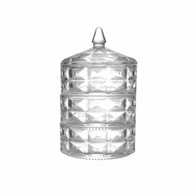 Bomboniere de Vidro Empilhável Tripla Clear 15Cm - Inga