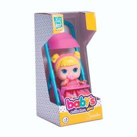 Boneca Baby Mini Com Carrinho Super Toys - Rosa