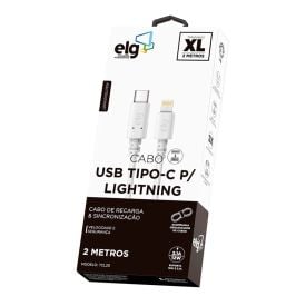 Cabo Lightning Usb Tipo-C 2 Metros Elg Tcl20 - Branco