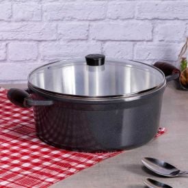 Caçarola Fundida com Tampa Cava 24Cm - Grafite