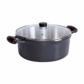 Caçarola Fundida com Tampa Cava 28Cm - Grafite