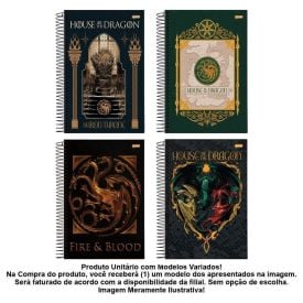 Caderno 10 Matérias Universitário House Of The Dragon Jandaia - Sortido