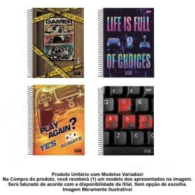 Caderno Espiral Universitário Player 1 160 Folhas Jandaia - Sortido