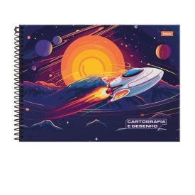 Caderno Cartografia Capa Dura Spacefly 80 Folhas Foroni - Sortido