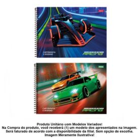 Caderno Cartografia Cross Racing 80 Folhas Foroni - Sortido