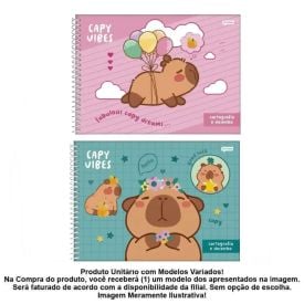 Caderno de Cartografia Capyvibes 80 Folhas Jandaia - Sortido