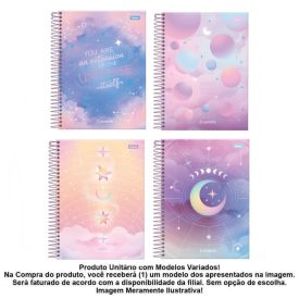 Caderno Espiral Capa Dura Cosmos 160 Folhas Foroni - Sortido