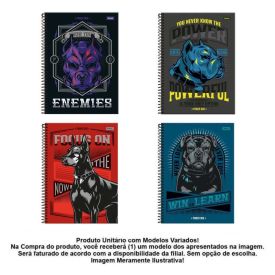 Caderno Universitário Espiral Power Dog 240 Folhas Foroni - Sortido