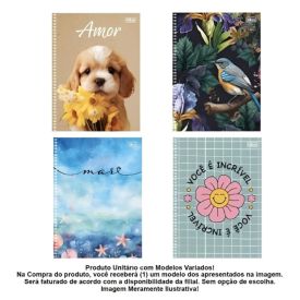 Caderno Espiral Feminino 1 Matéria 96 Folhas Tilibra - Sortido
