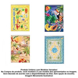 Caderno Espiral Topo Passaporte Brasil 80 Folhas Jandaia - Sortido