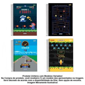 Caderno Espiral Universitário Bits 240 Folhas Jandaia - Sortido