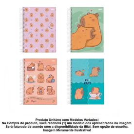 Caderno Espiral Universitário Capyvibes 160 Folhas Jandaia - Sortido