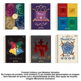 Caderno Espiral Universitário Harry Potter 200 Folhas Jandaia - Sortido