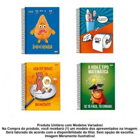 Caderno Espiral Universitário Insano 160 Folhas Jandaia - Sortido