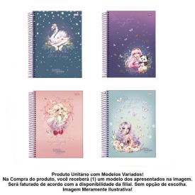 Caderno Espiral Universitário La Fadinne 160 Folhas Jandaia - Sortido