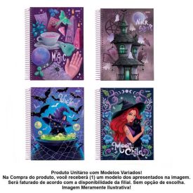 Caderno Espiral Universitário Spooky Love 160 Folhas Jandaia - Sortido