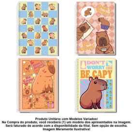 Caderno Universitário Capa Dura Espiral 1 Matéria 80 Folhas - Sortidos